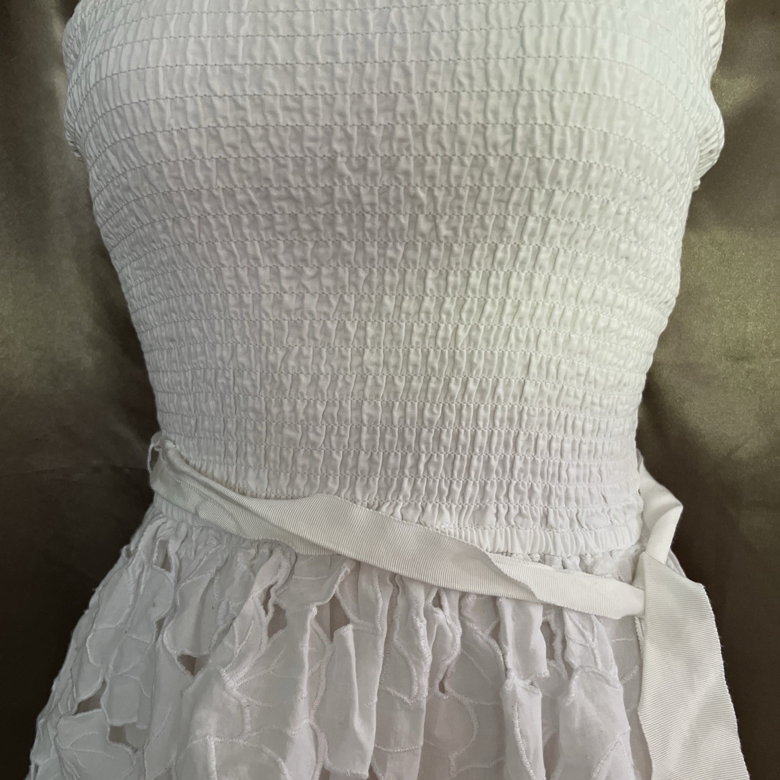Hollister Y2K 100% Cotton XS White Tube Stretch Layered Dress VTG Vintage