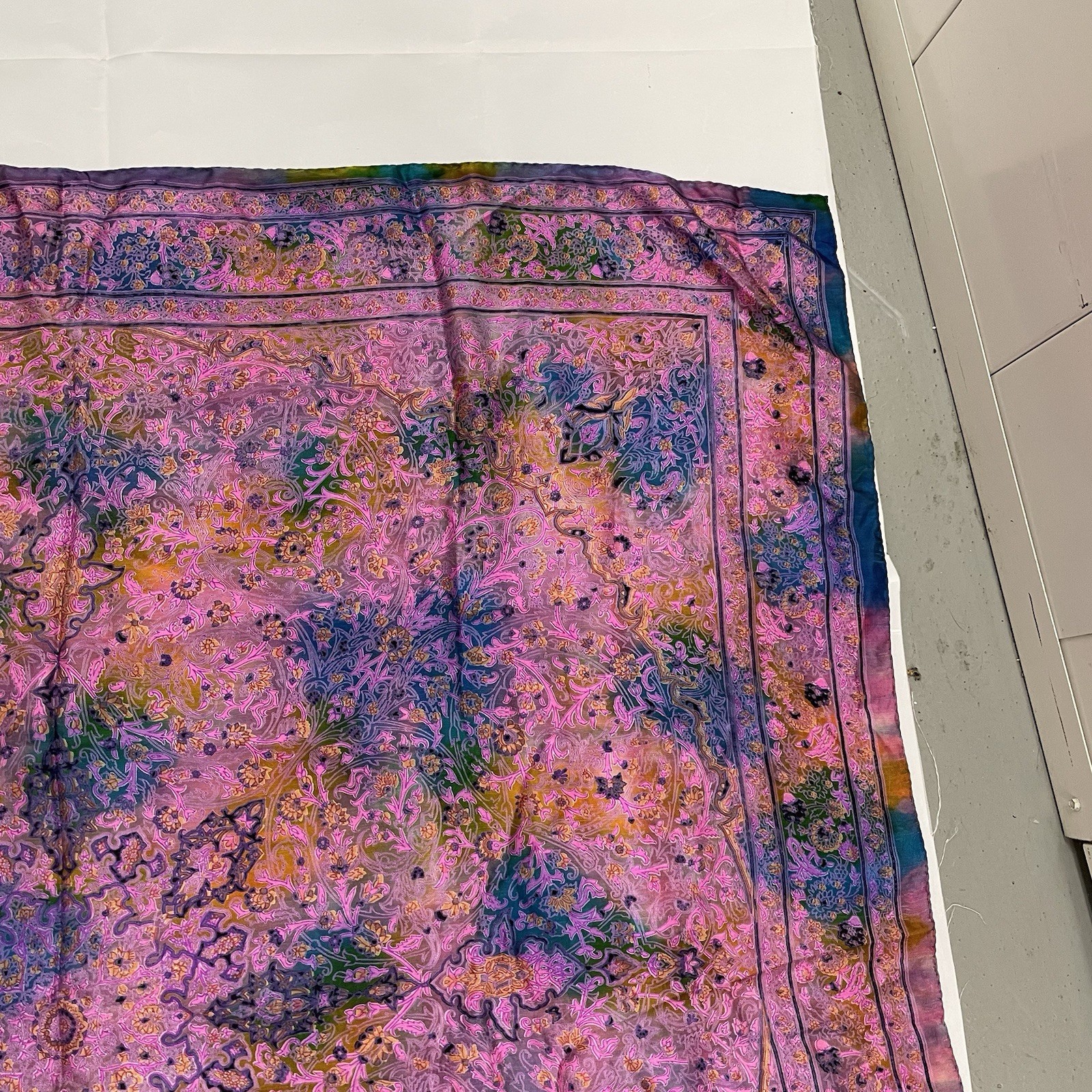 VTG 90s Tie-Dye Psychedelic 42” X 42” Silk Scarf Hippie Floral Grateful Dead