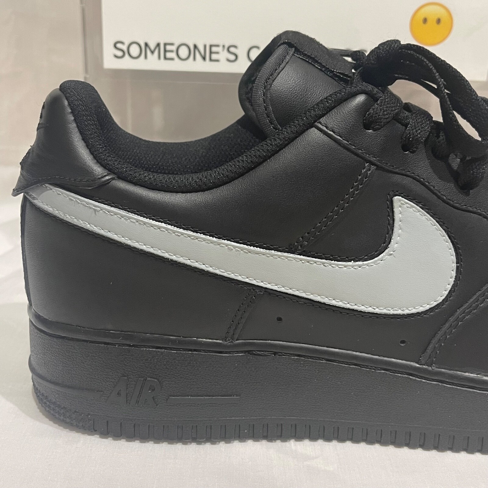 Nike Air Force 1 Low Black (Light Gray Custom Painted Swoosh) SC-#42B