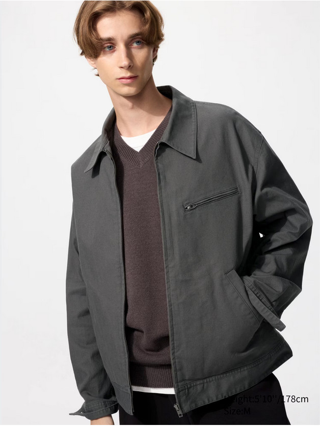 Uniqlo Zip-Up Blouson Jacket DARK GRAY S
