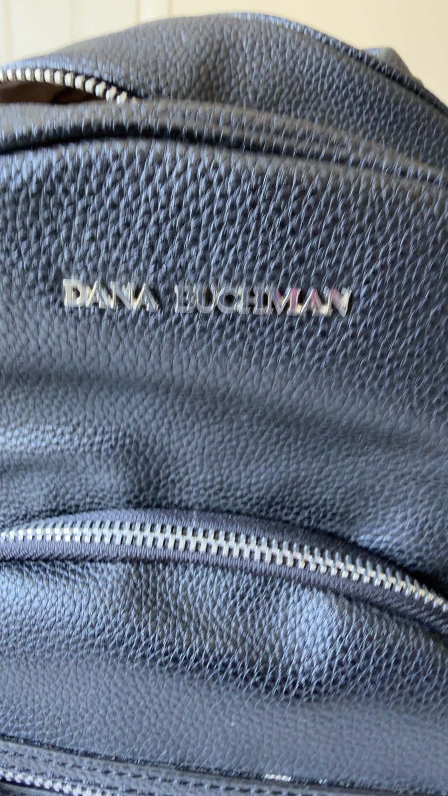 Dana Buchman Black Backpack Handbag Zip Closure Front Zip Pocket Silver Hardware