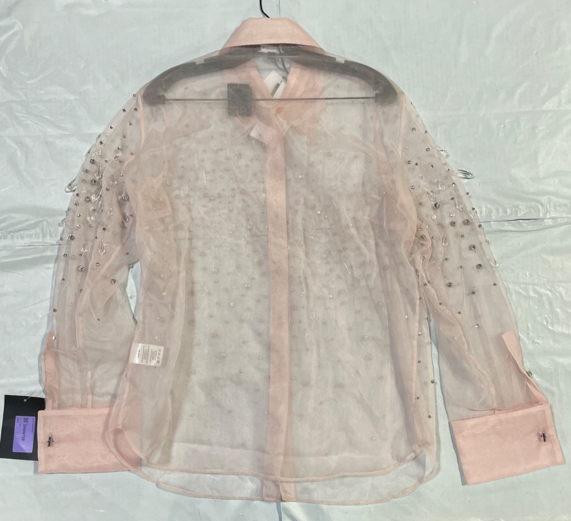 Retrofete Aubriella Embellished Shirt Earl Rose Large New with Tags