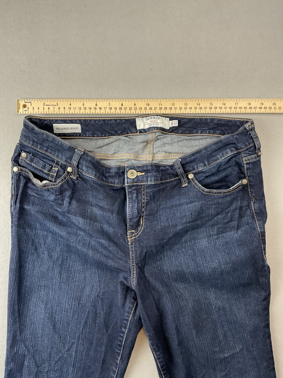 Torrid First At Fit Relaxed Bootcut Jeans Blue Dark Wash Stretch 5-Pocket 18S