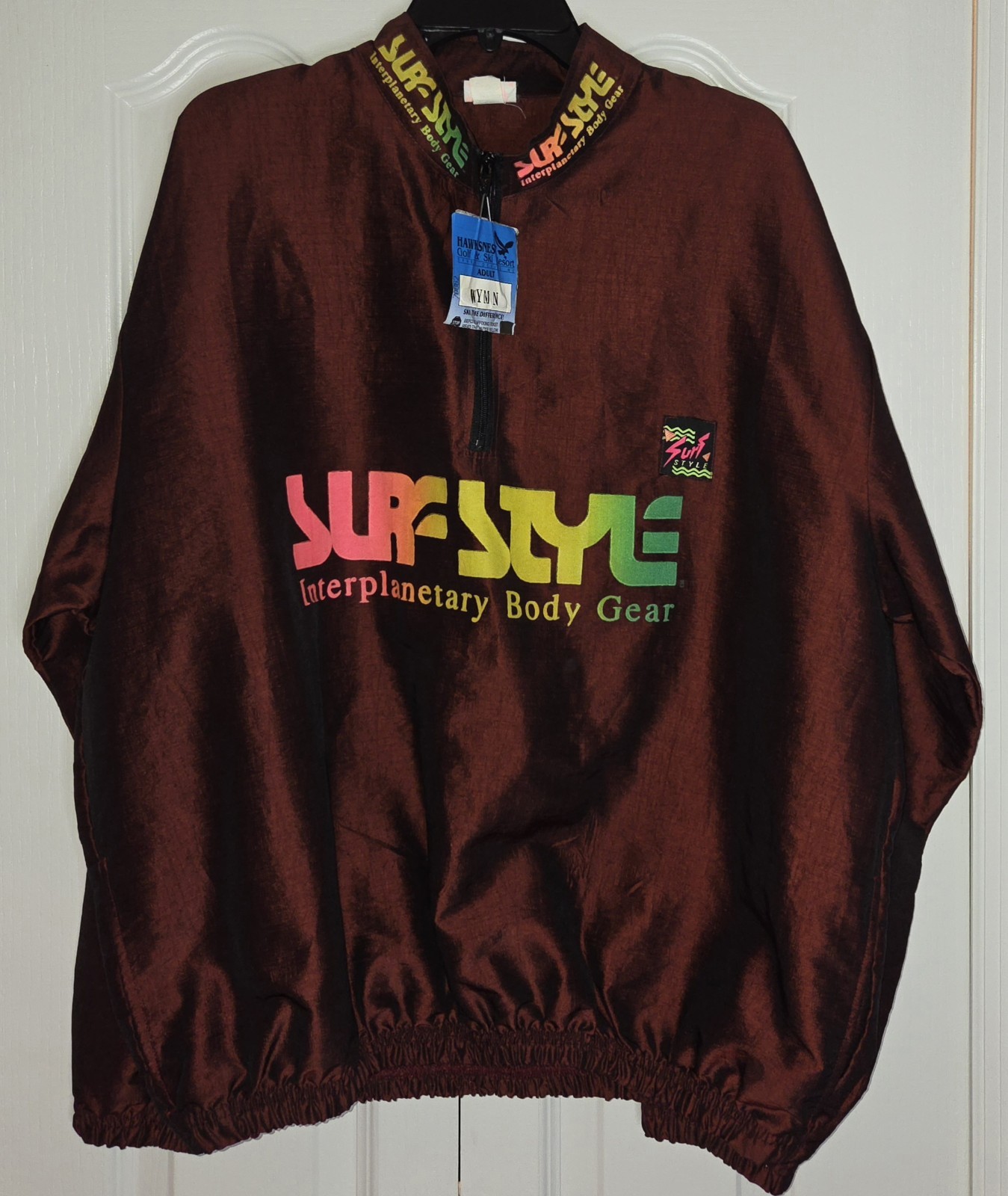 Vintage Surf Style Windbreaker Jacket Sz L Iridescent 1/4 Zip Tags