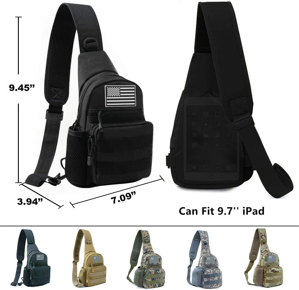 Men Tactical Chest Sling Bag One Strap Crossbody Daypack Mini Shoulder Backpack