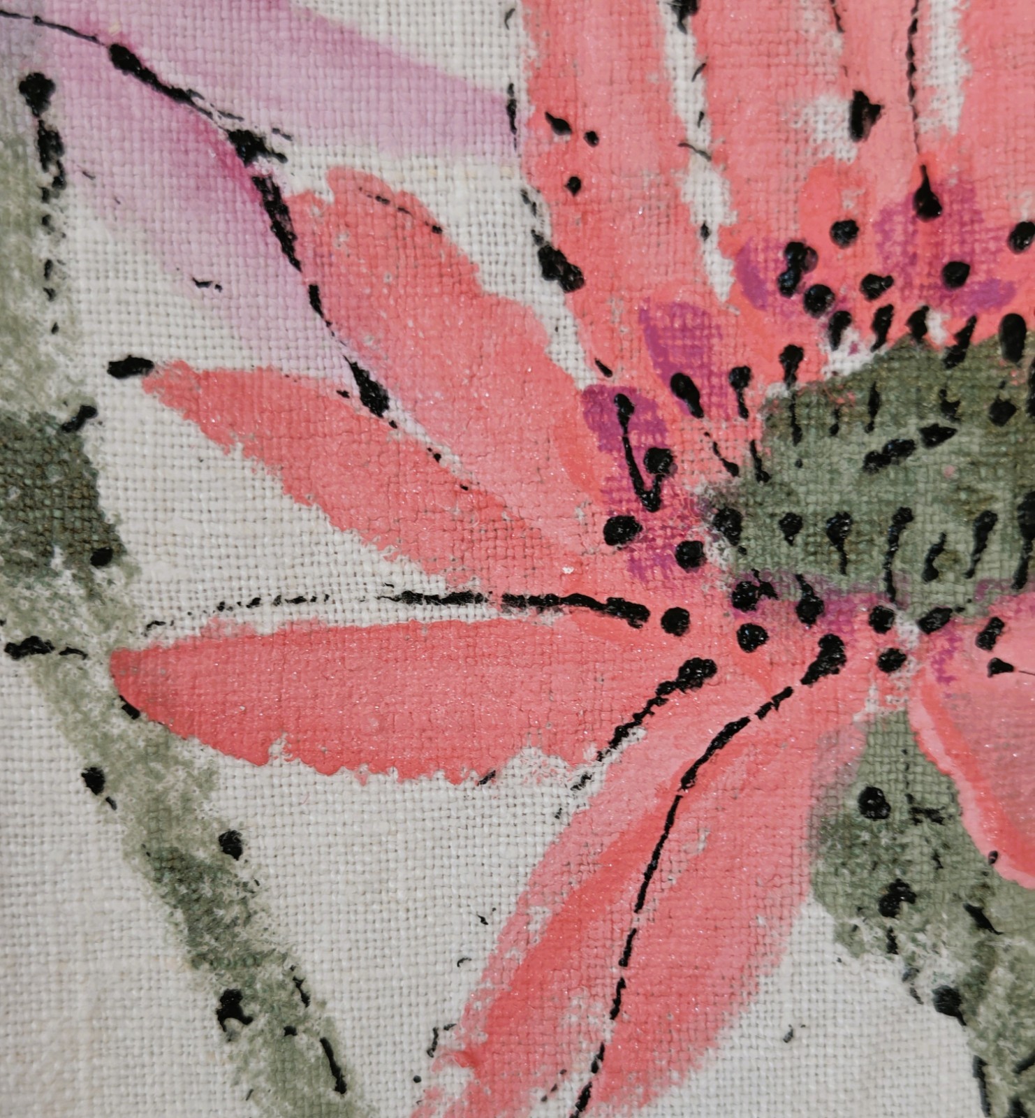 Vintage Via Vai by Pollero Linen Handpainted? Floral Tank Top Size M Cottagecore