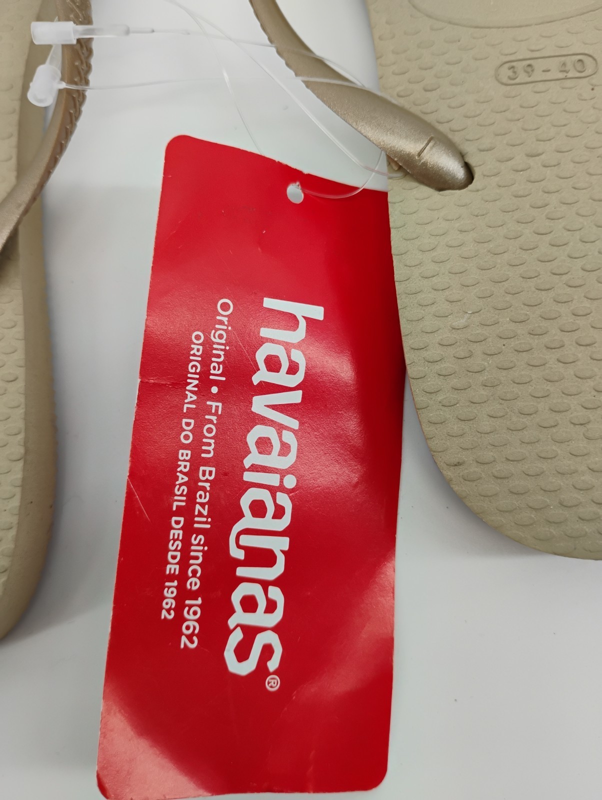 NEW Havaianas Sand Gray Light Gold Thong Flip Flops, Size 9/10w (39/40)