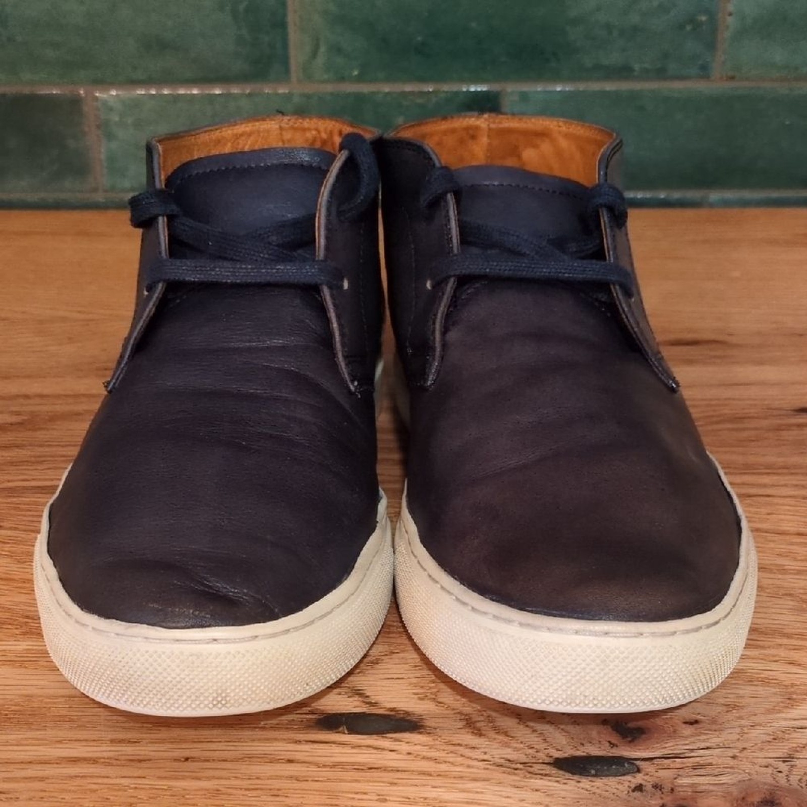 Blake McKay Men’s Size 10 Navy Leather Chukka Boots Casual Lace-Up
