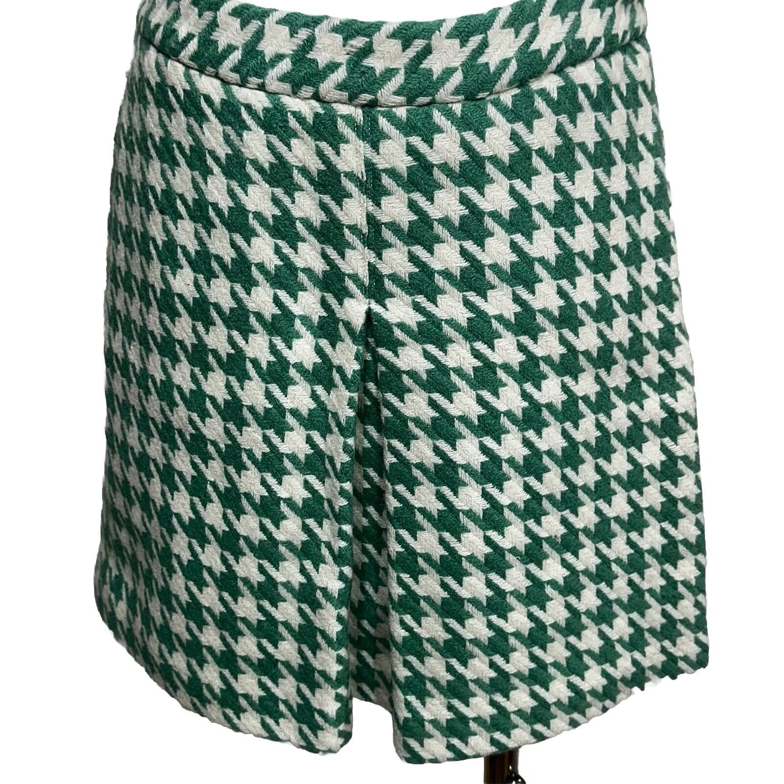 Paul & Joe for Target Mini Skirt Womens 5 Green Houndstooth Wool Blend Pleated