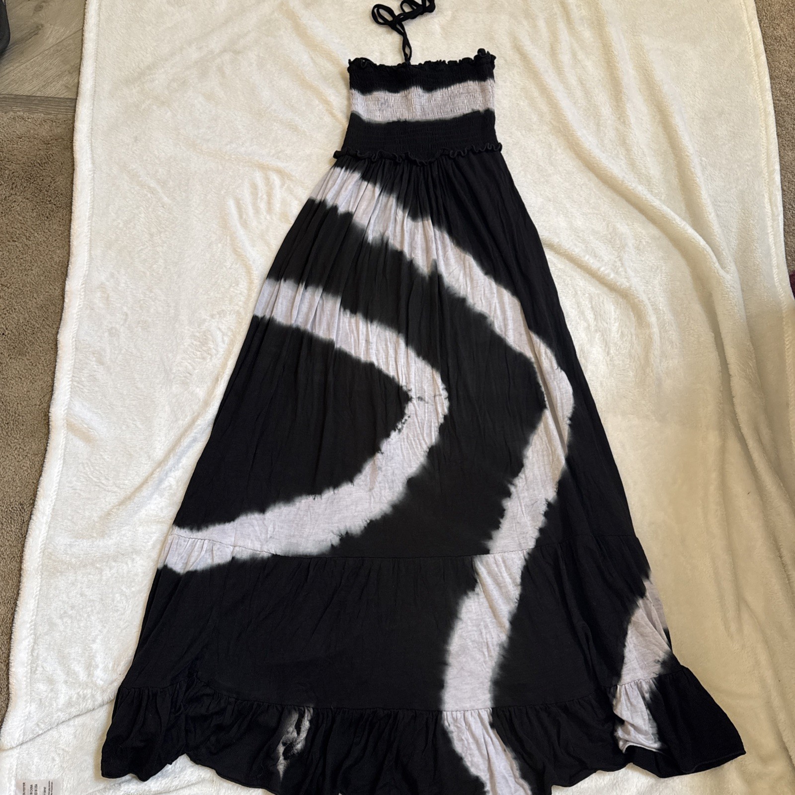 Club Z Collection Women’s Black White Tie Dye Tube Top Dress Or Cover Up ~ M