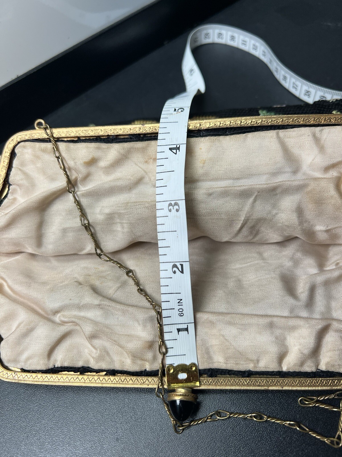 Antique Fine Petit Point Tapestry Bag/Purse with Delicately Detailed Frame
