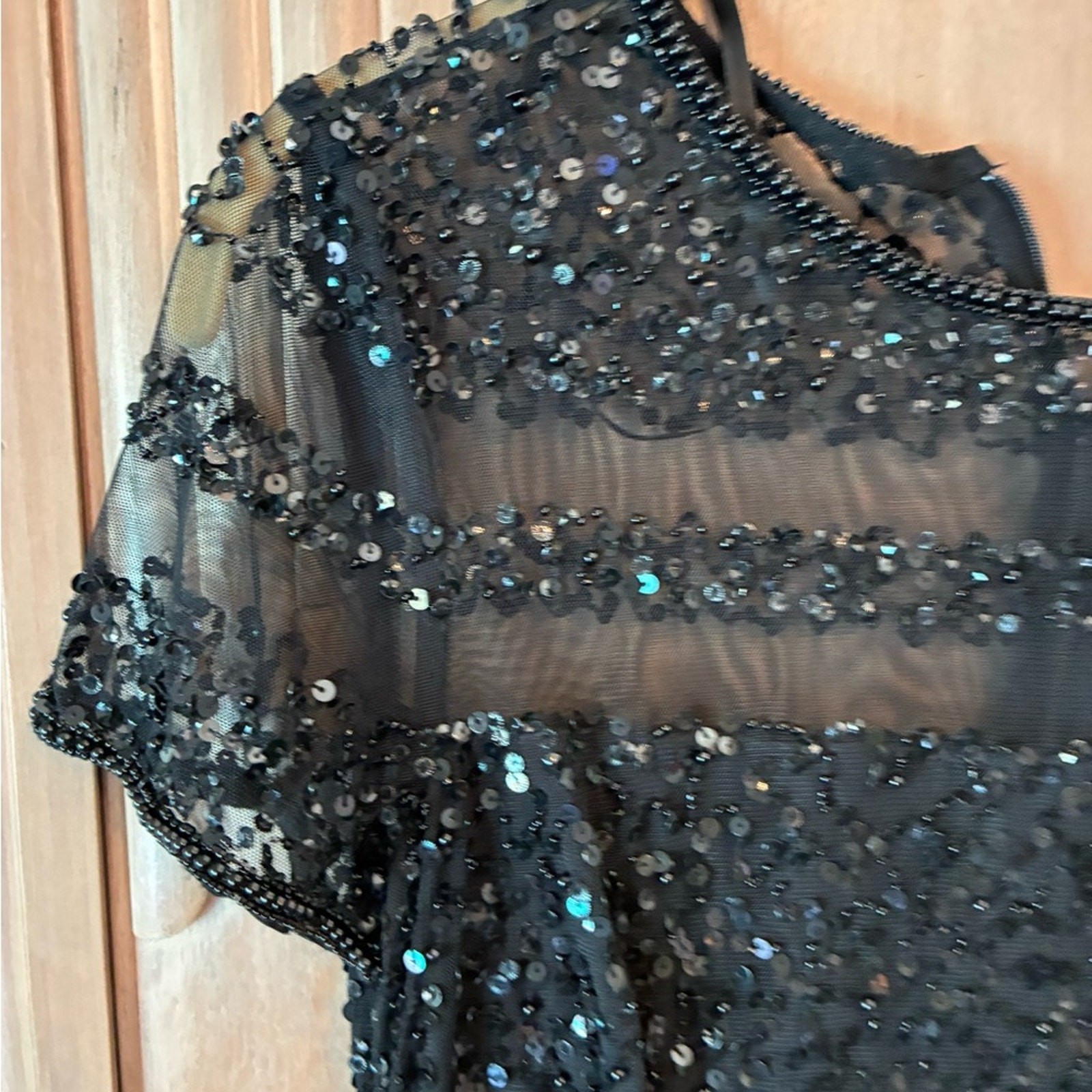 NWT Adriana Papell black sequin cocktail dress size 4