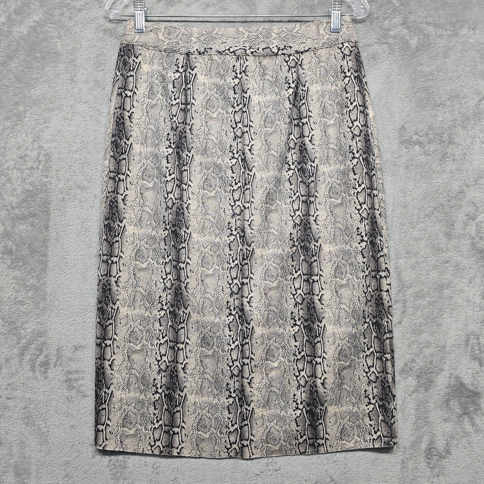 FATE Skirt Womens Size Medium Beige Snake Print Pencil Midi Zip Faux Pockets