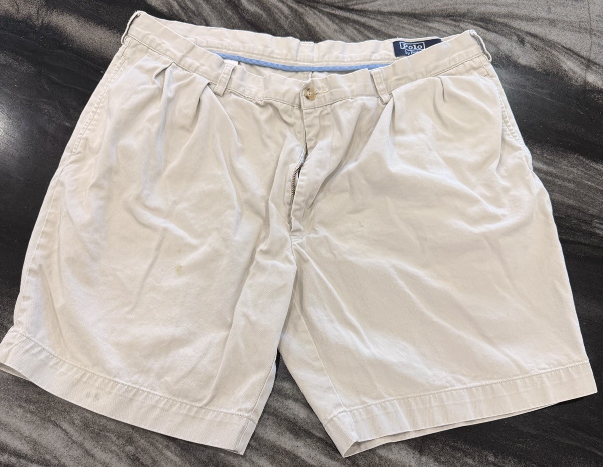 Polo Ralph Lauren Classic Fit Pleated Shorts Mens 40 Beige Khaki Casual Golf
