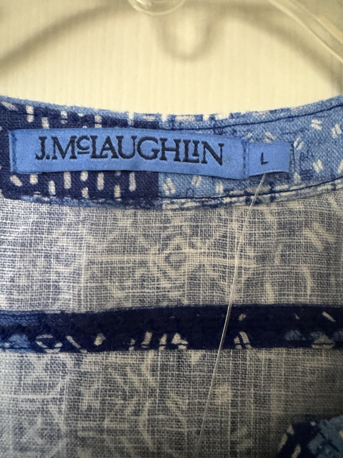 NWT J. McLaughlin NYLEE SLEEVELESS LINEN DRESS Diamond Patch Blue, LARGE $198