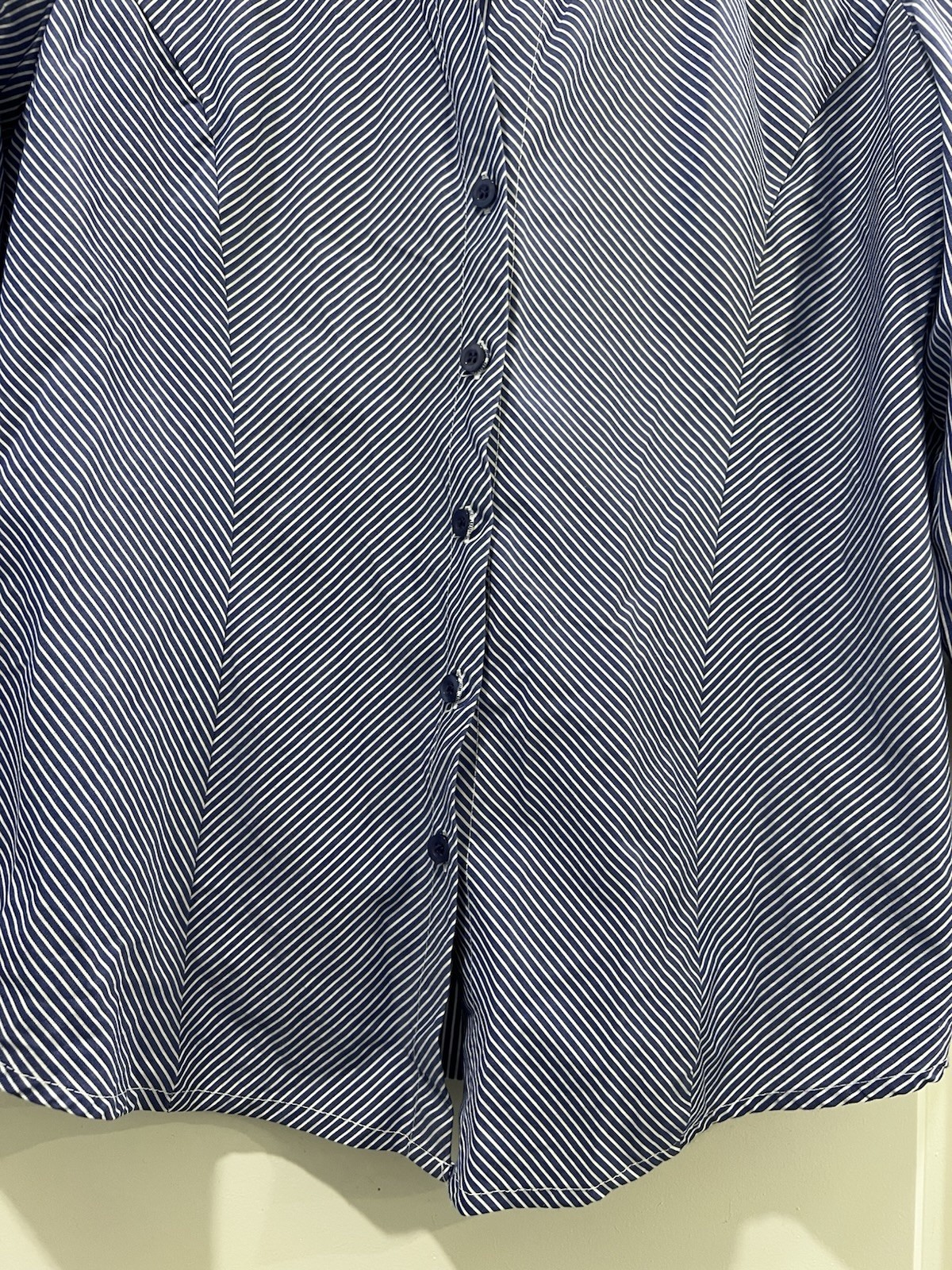 Beechers Brook Womens Blue White Striped Button Down Shirt Size M 3/4 Sleeve