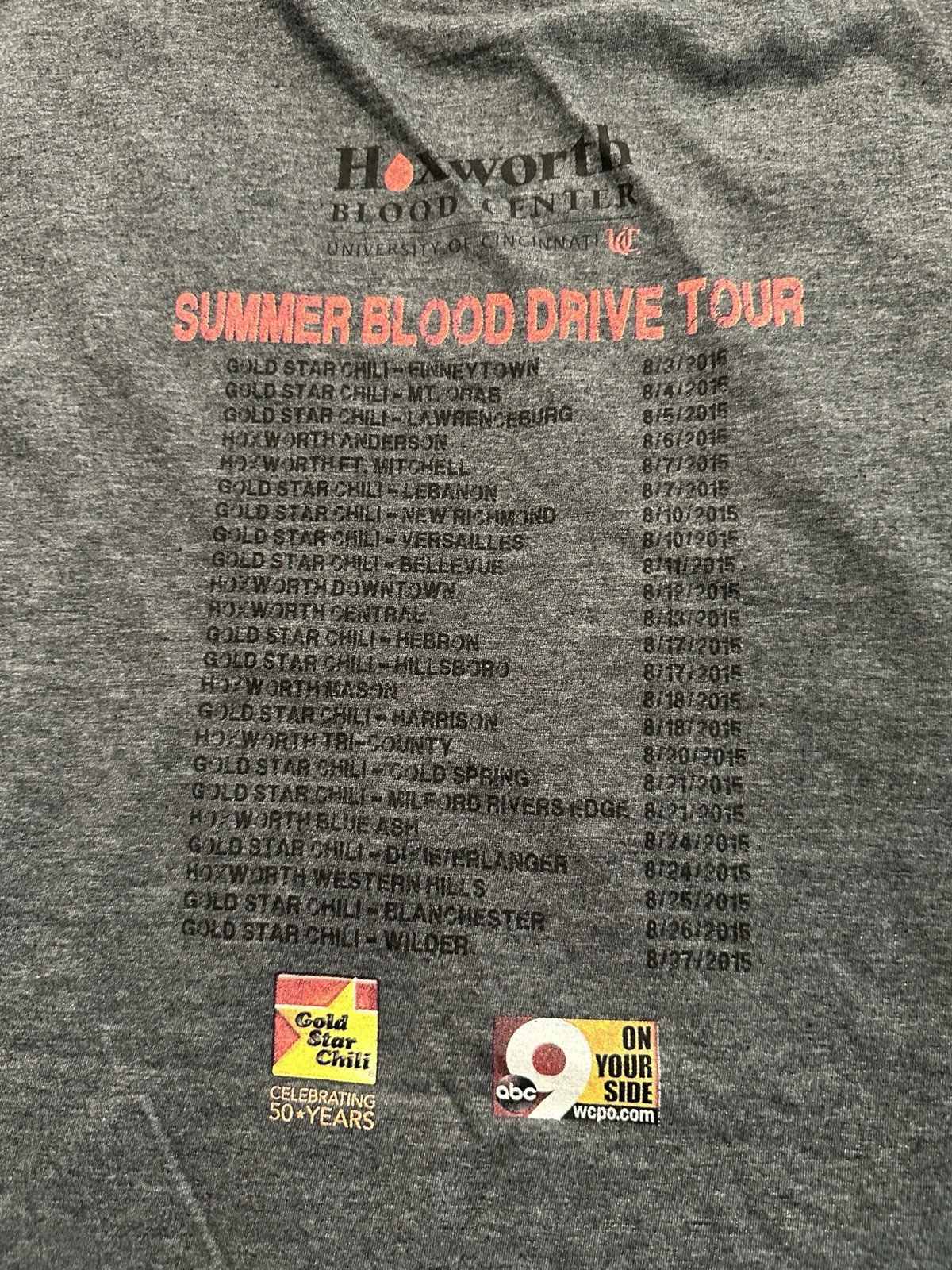 Gold Star Chili T-shirt 2015 Summer Blood Drive