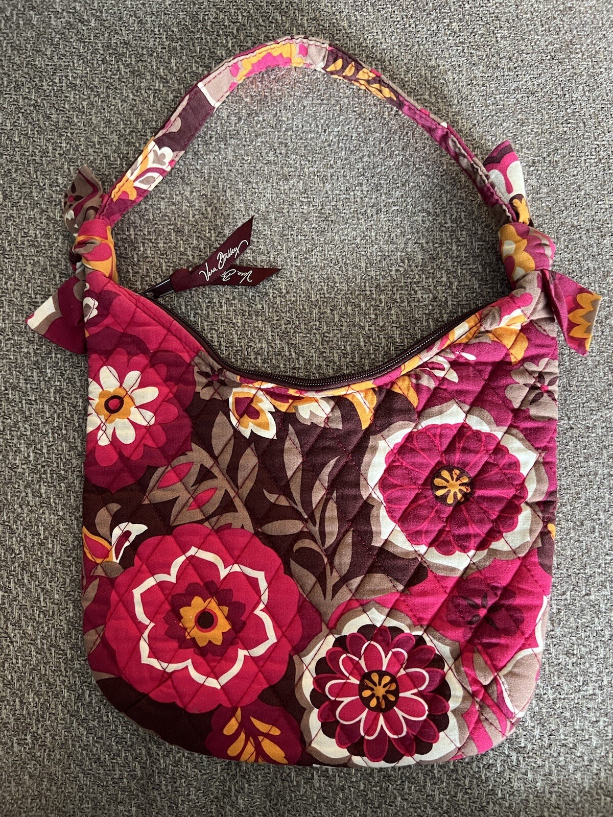 Vera Bradley Fuchsia Orange Tan Over The Shoulder Olivia Carnaby Purse Ret. 2009
