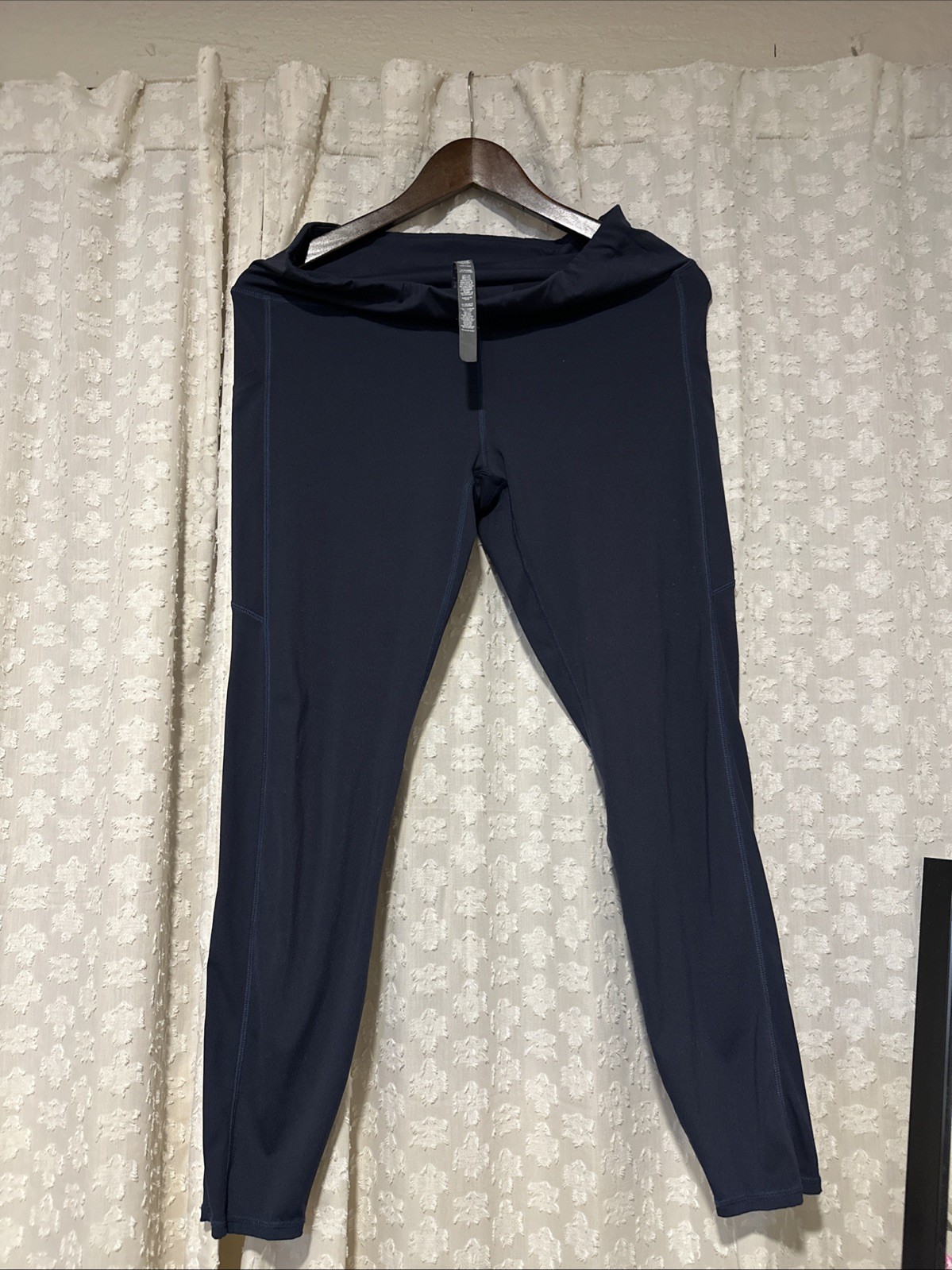 Vuori Stride Leggings Womens *L Navy Blue Interior Drawstring 30×26 Athletic