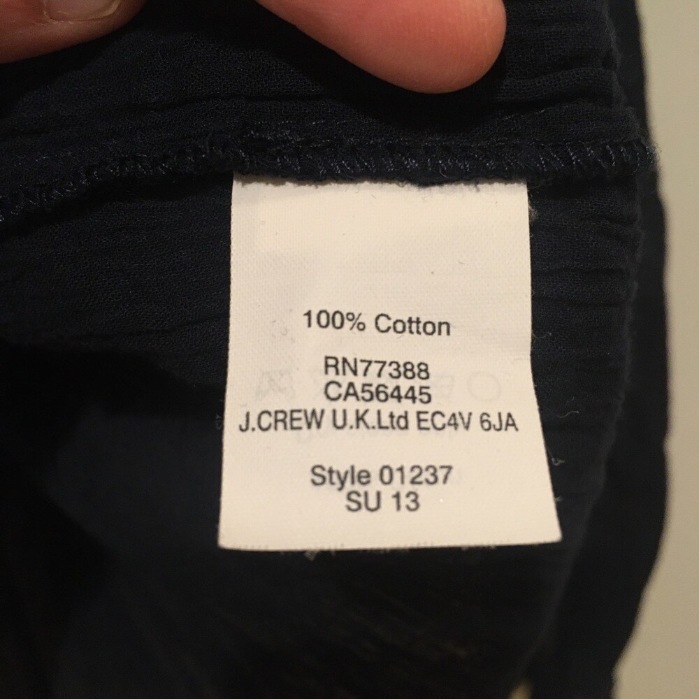 J. Crew Embroidered Gauze Top Navy 4 Cotton
