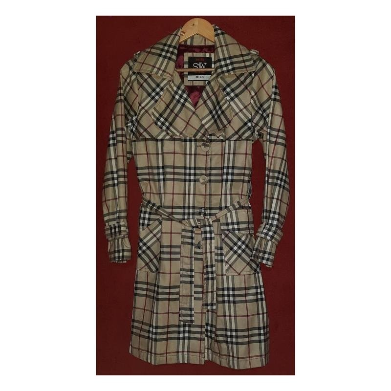 Women SJW Trench Coat White Polyester 34