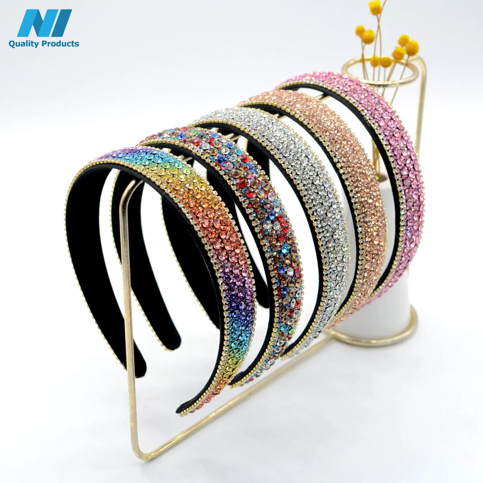 N1 Rhinestone Diamond Headband, Embellished Beaded, Jeweled Bling Fashion