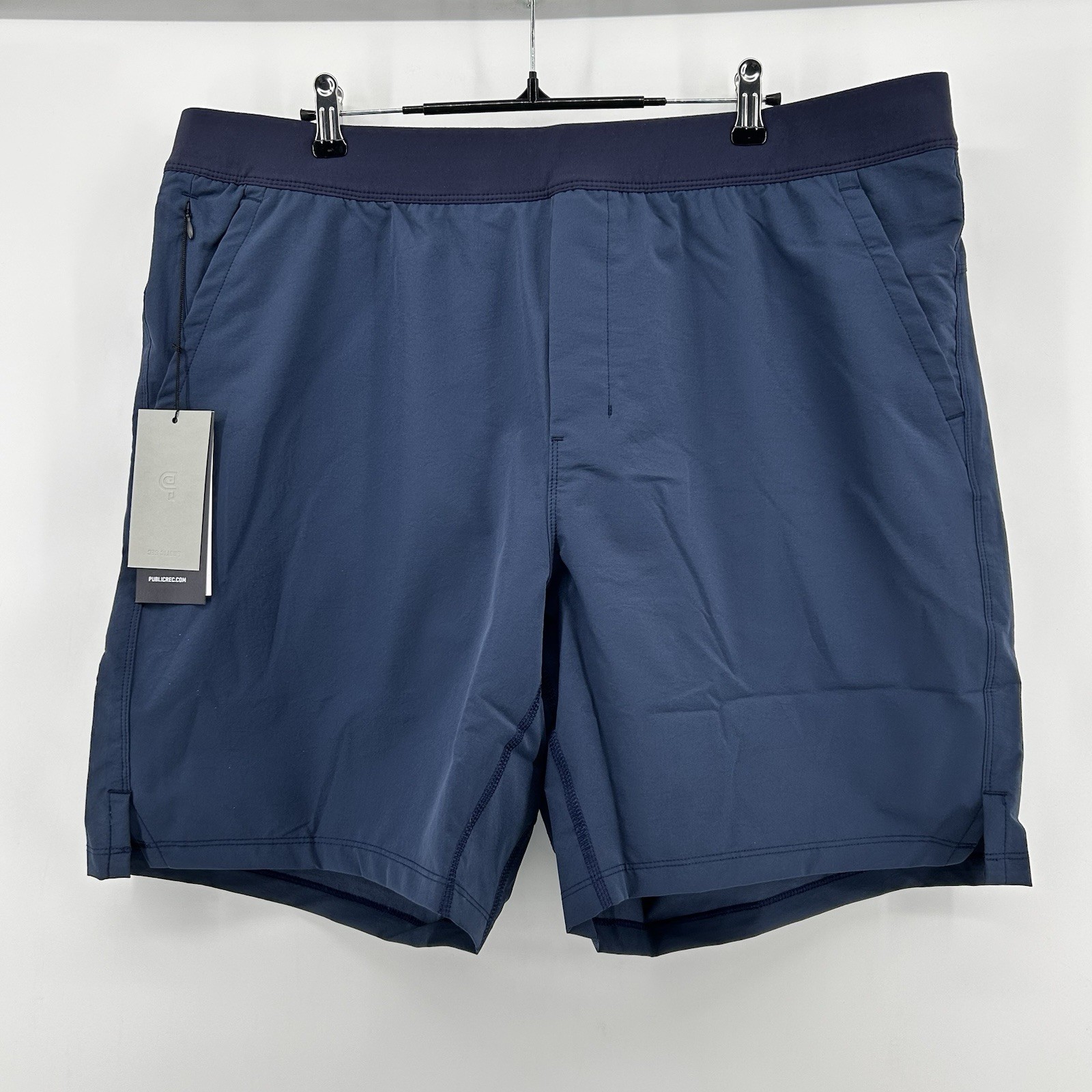Public Rec Flex Shorts Mens 40×7.5″ Navy Blue Lined Hybrid Athletic Camp Gym NWT