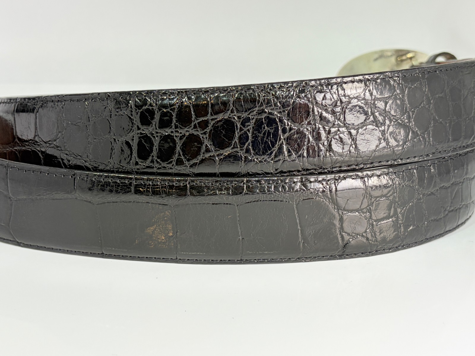 Comstock Silversmiths Sterling Silver 925 Engraved Belt Buckle Real Alligator 42