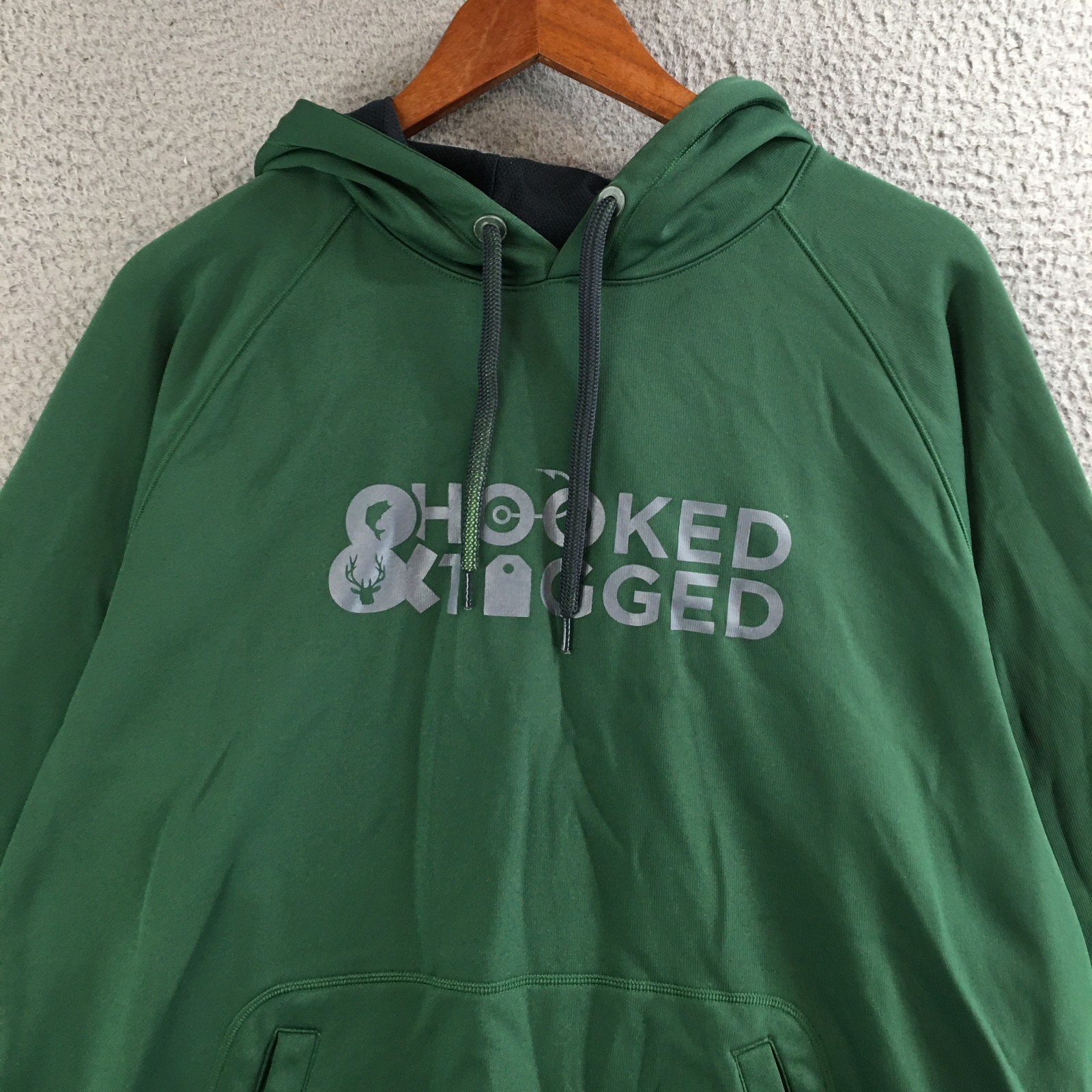 Sport-Tek Hoodie Men XL Pullover Fleece Hooked & Tagged Graphic Polyester Green
