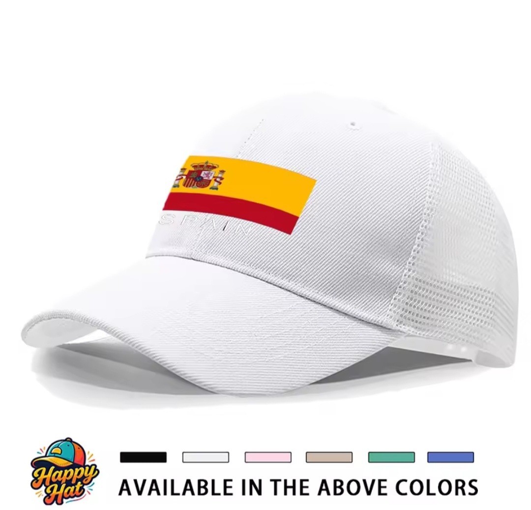 Happy Hat Spain Flag Trucker Hat Black One Size Adjustable Mesh Back Cap