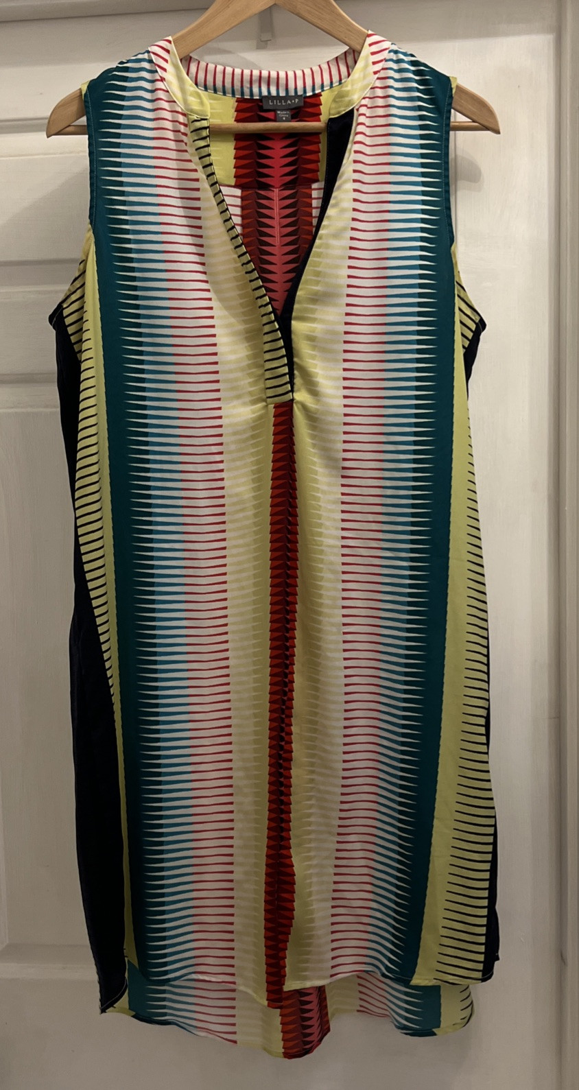 Lilla P Shirt Dress Carnival Multicolor Striped Sleeveless Flowy Women’s Size Sm