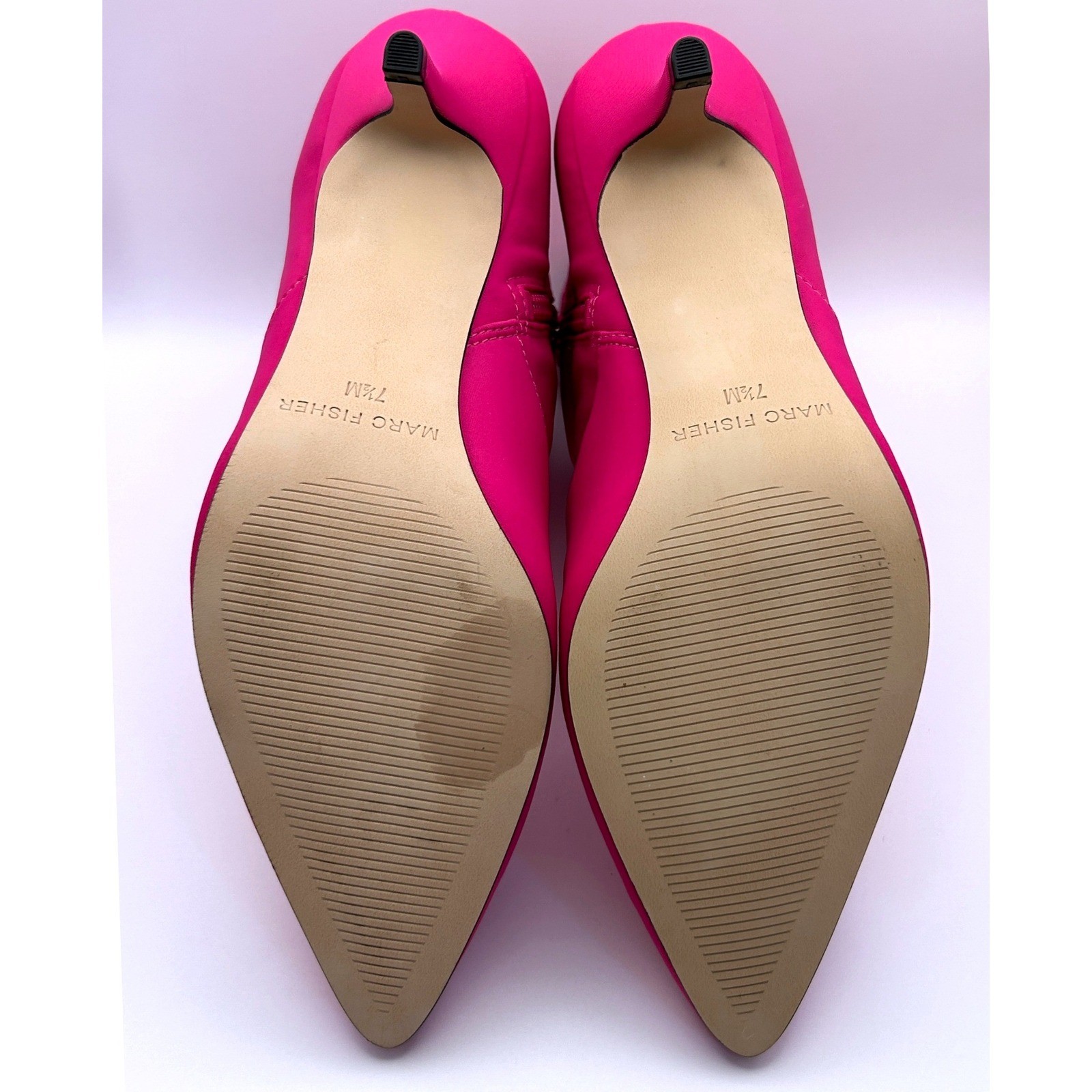 Sock Boots Pointed Toe Kitten Heel Ankle Booties Hot Pink Marc Fisher 7.5M