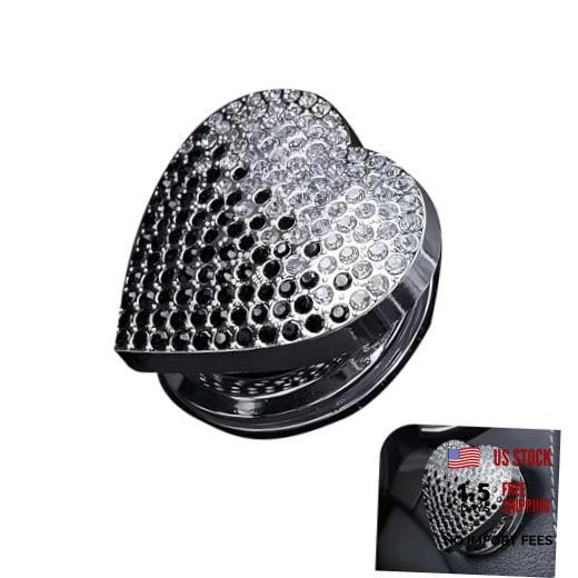 Bling Push Start Button Cover, Crystal Rhinestone Engine Start black-white