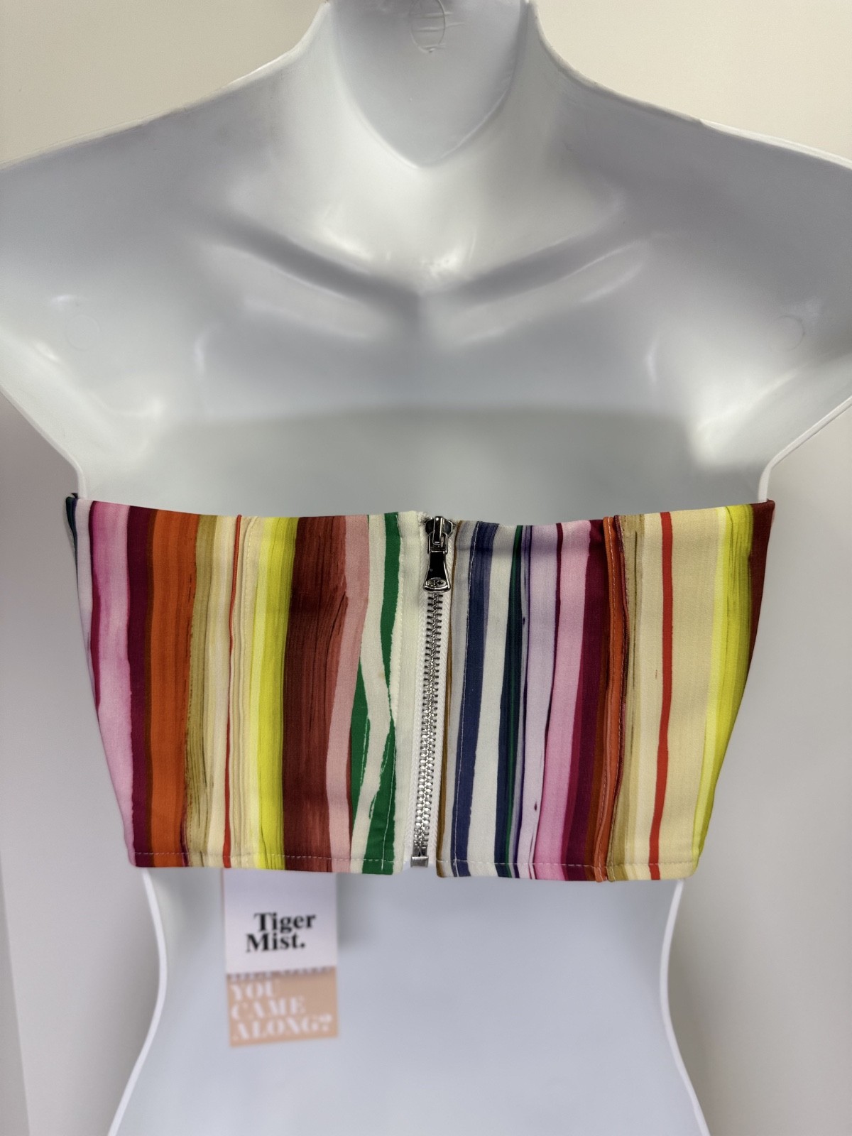 Tiger Mist Strapless Multicolor Stripe Handkerchief-style Hem Tube Top