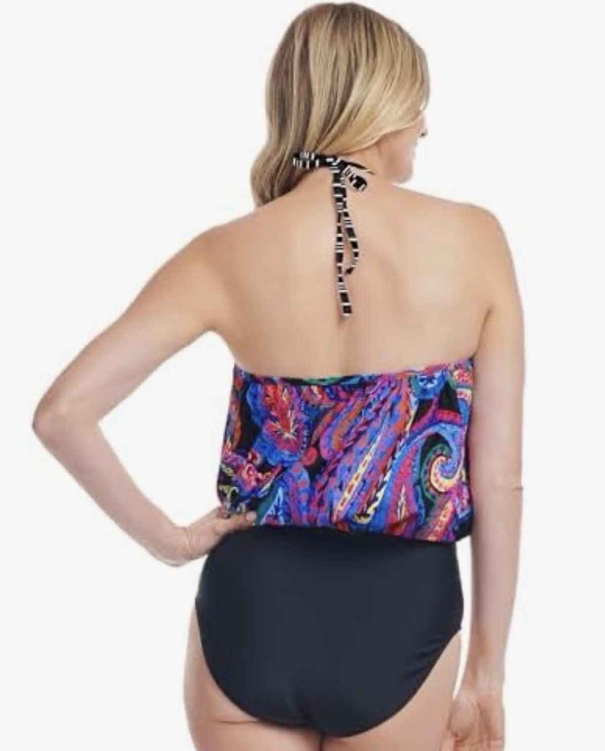 Mazu Swim Women’s Black Paisley Halter One Piece Swimsuit Size 22W Plus