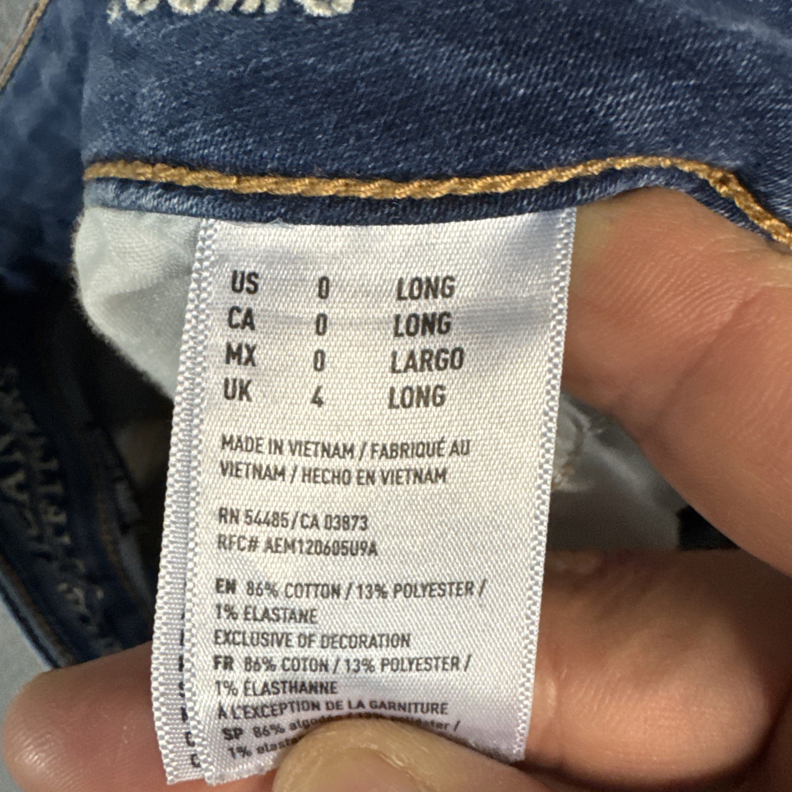 American Eagle Jeans Womens 0 Long Blue Jegging Ankle Stretch Distressed Denim