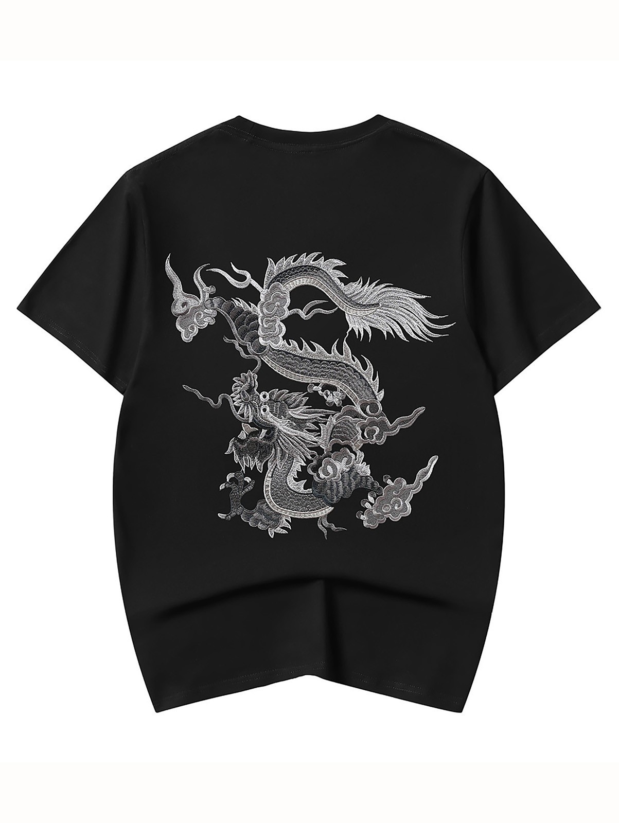 Niepce Men’s Cloud Dragon Embroidery Tee Japanese Streetwear T-Shirt