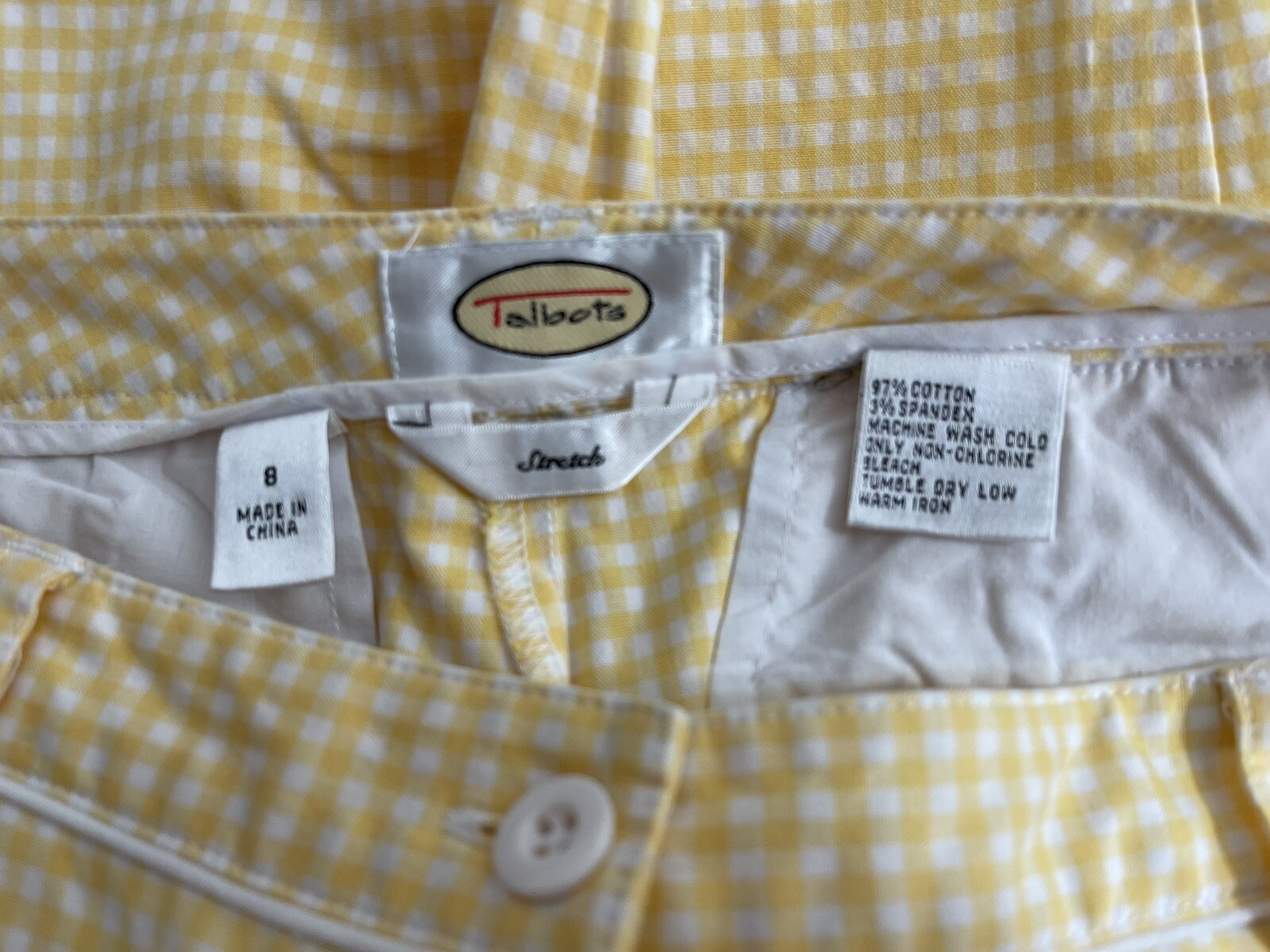 Talbots Women’s Size 8 Yellow White Check Ankle Crop Pants