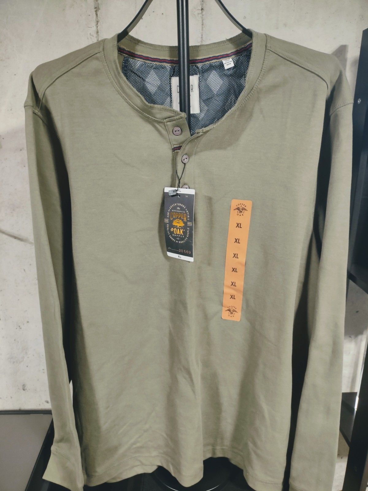 NWT – Copper & Oak Supply – Men’s LS Quarter Button Pullover – Fern Green – XL