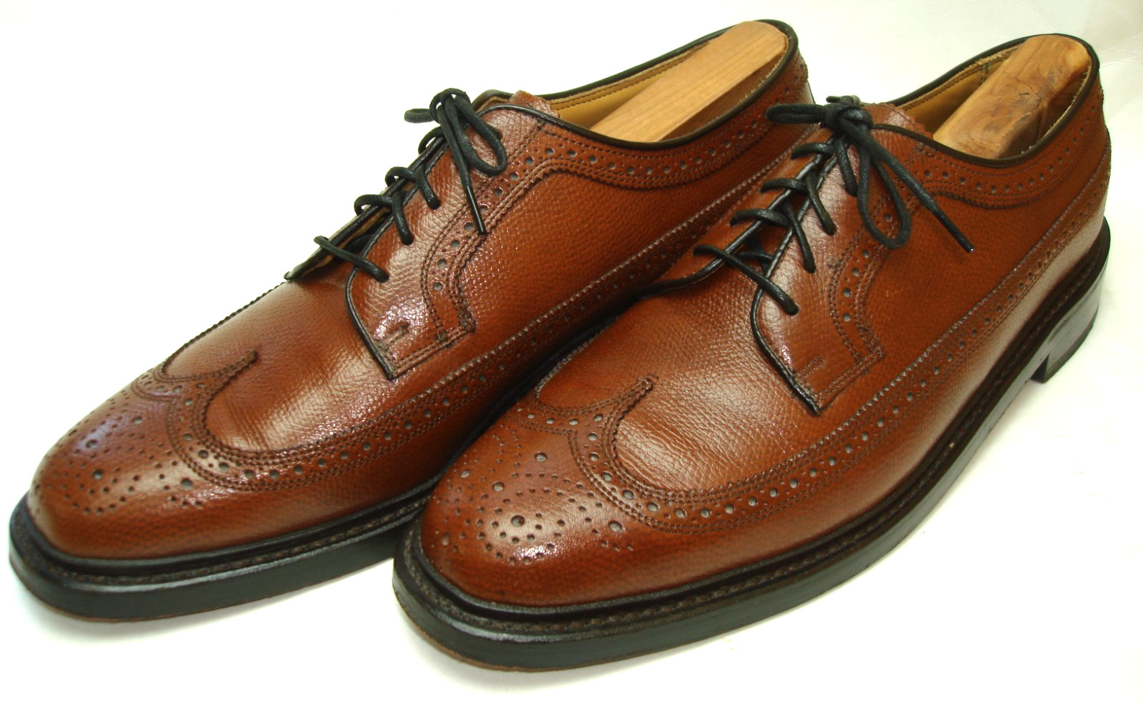 Men’s 9.5 C FLORSHEIM IMPERIAL Brown Pebbled Leather Longwing Derby Dress Shoes