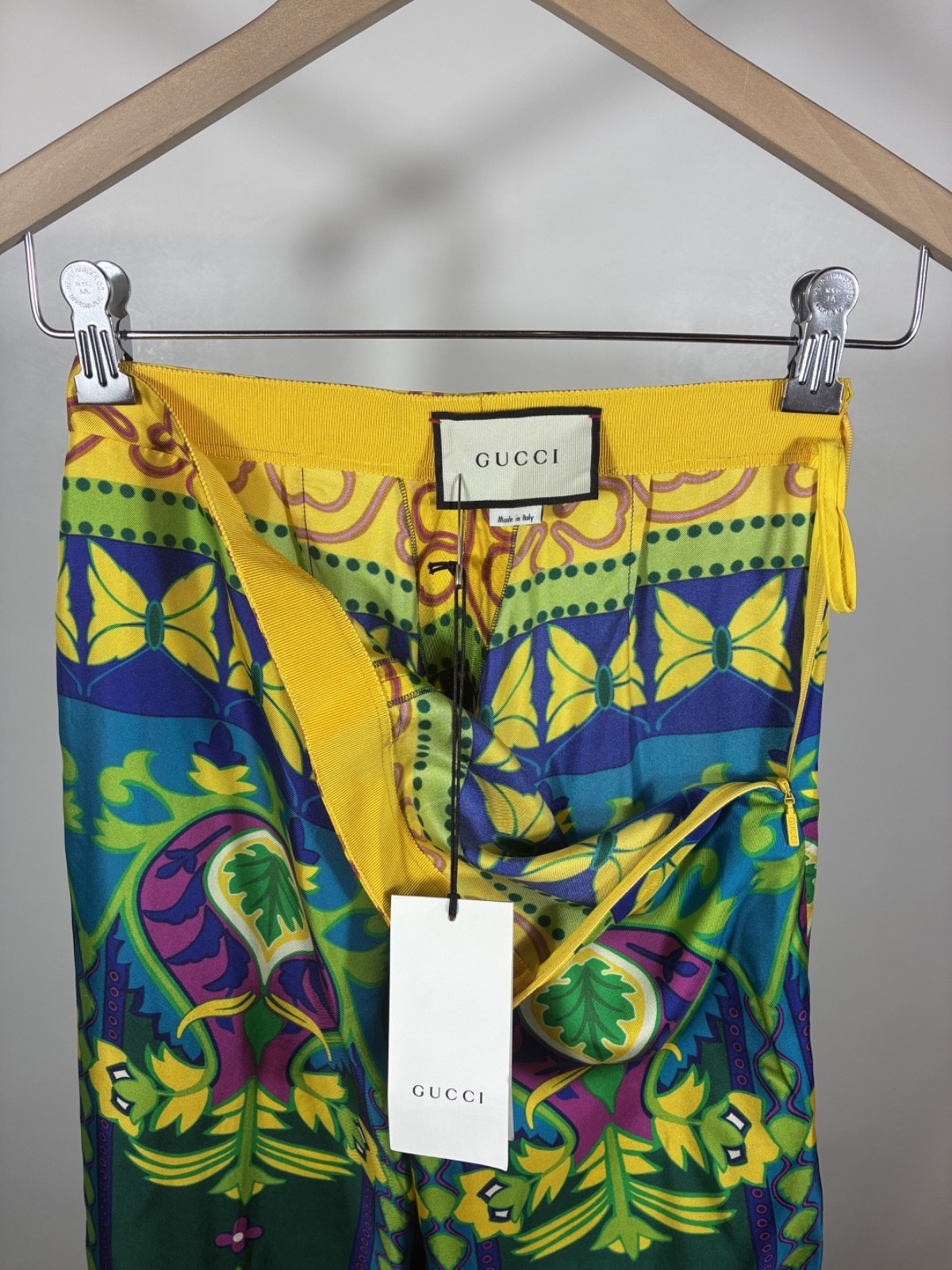Gucci NWT silk psychedelic bell bottoms