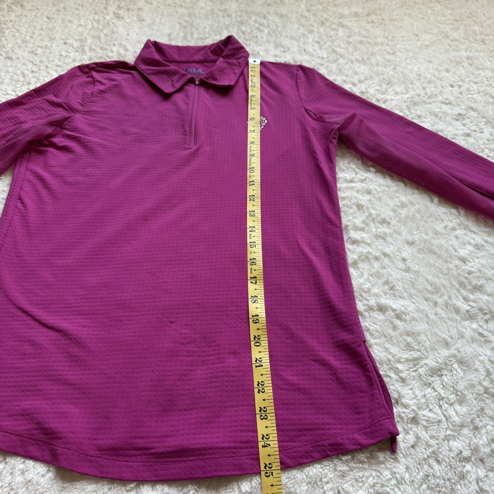 IBKUL 1/4 Zip Adjustable Length Long Sleeve Polo M UPF 50 Tennis Pickleball Golf