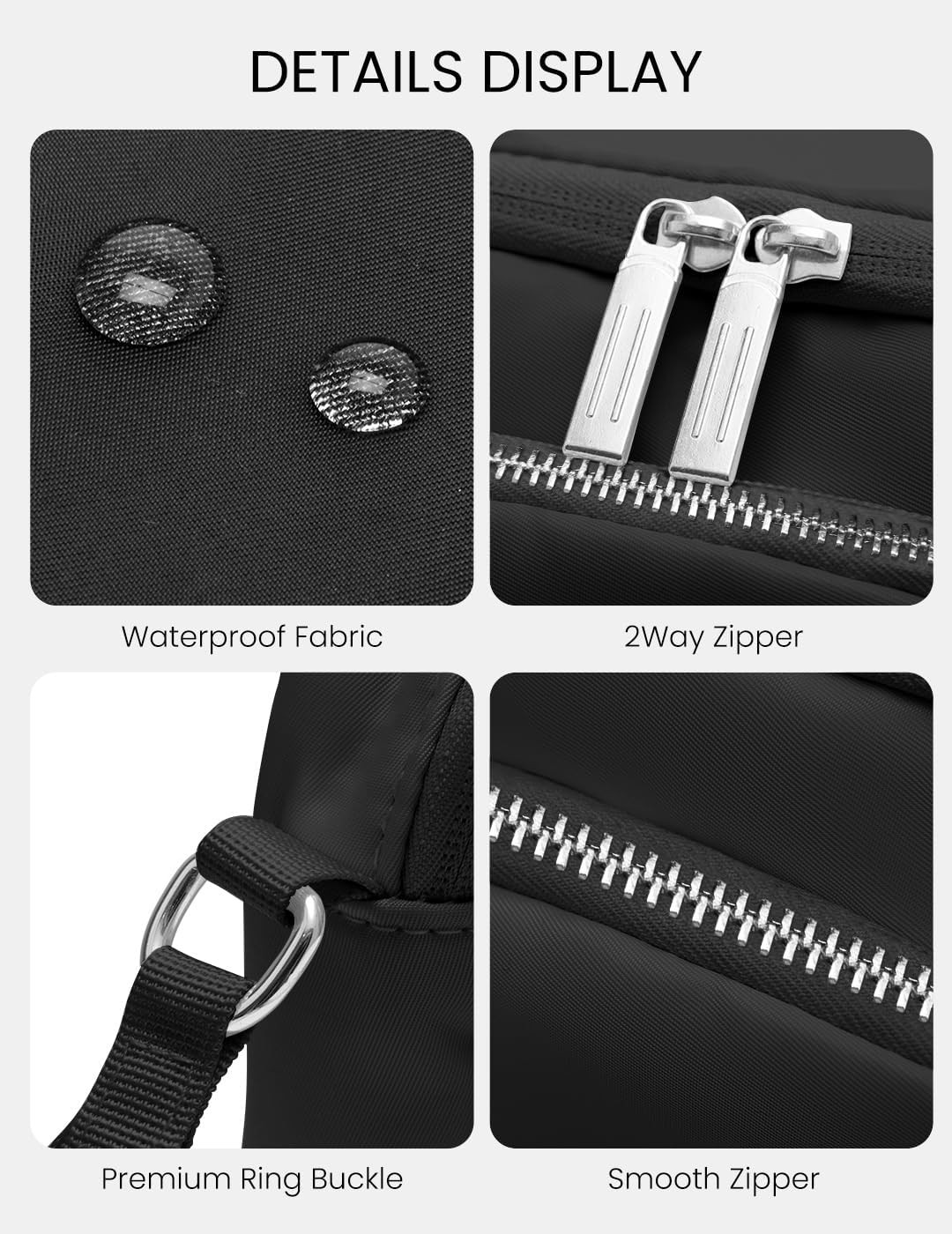 Everywhere Crossbody Bag 2L Metal Hardware, Casual Crossbody Bags Black Silver