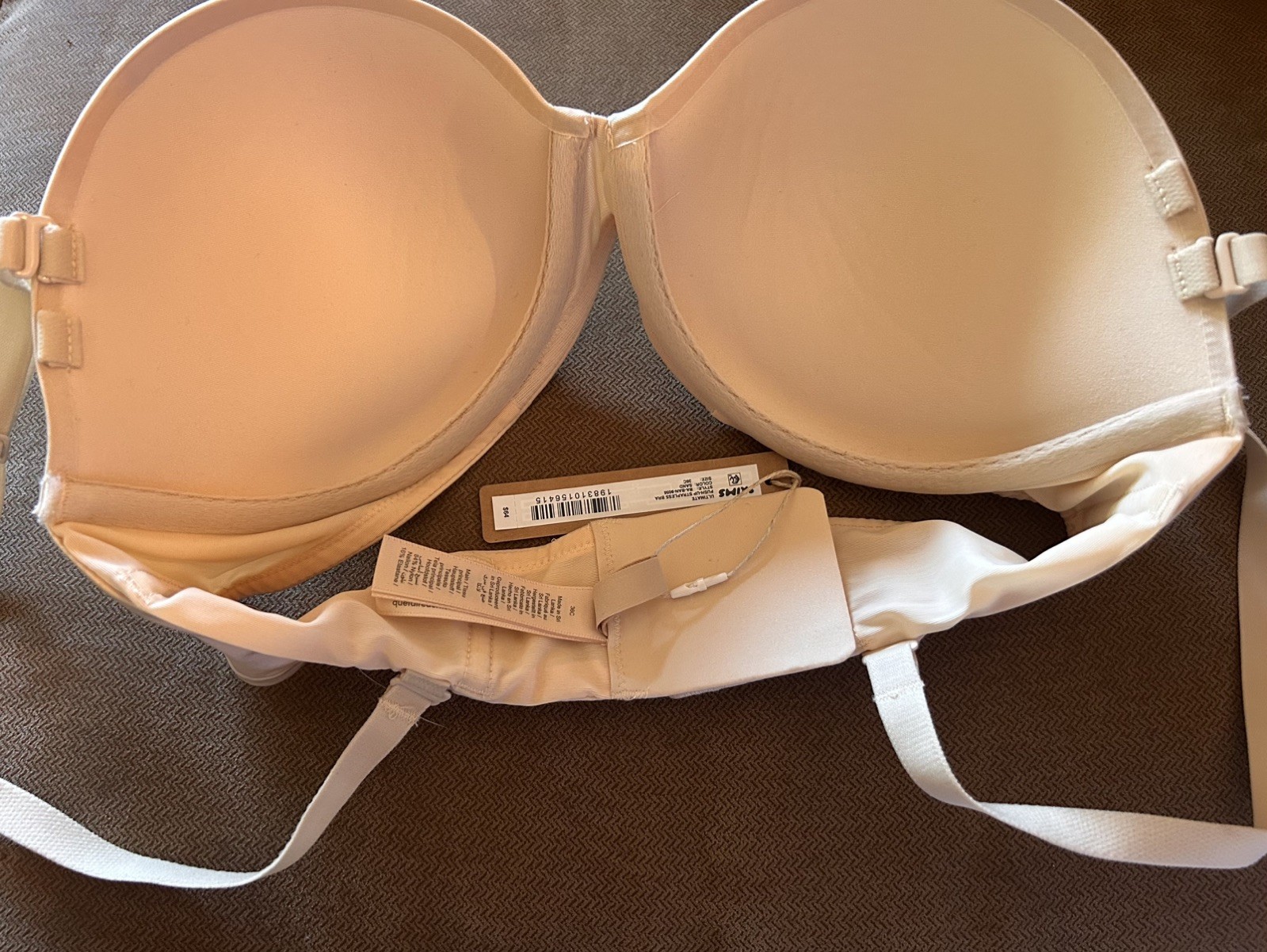 Skims Ultimate Push-Up Strapless Bra Sand color BA-BAN-9056 Womens 36C NWT