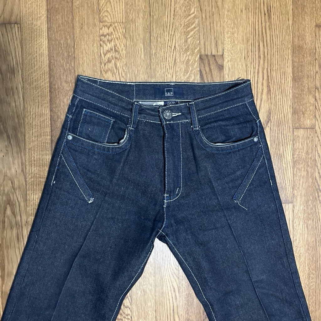 S&P Men’s Blue Dark Wash Denim Straight Regular Fit Jeans Embroidered 5-Pocket