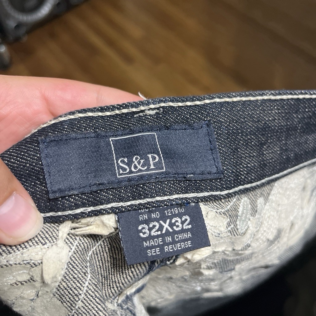 S&P Men’s Blue Dark Wash Denim Straight Regular Fit Jeans Embroidered 5-Pocket