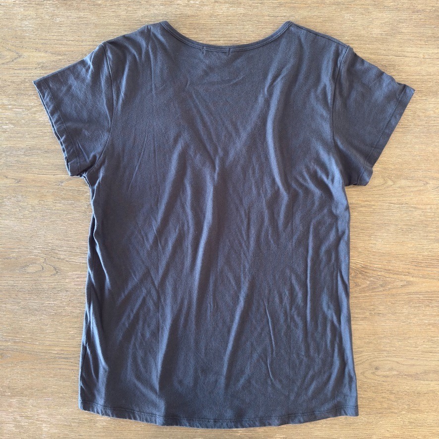 LNA Women’s Basic Dark Gray V-Neck 100% Cotton Short Sleeve Deep V T-Shirt-Sze L