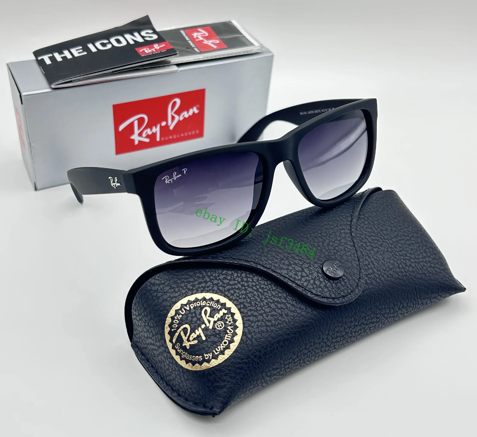RAY BAN JUSTIN POLARIZED RB4165 622/T3 GREY GRADIENT 54MM CLASSIC SUNGLASSES