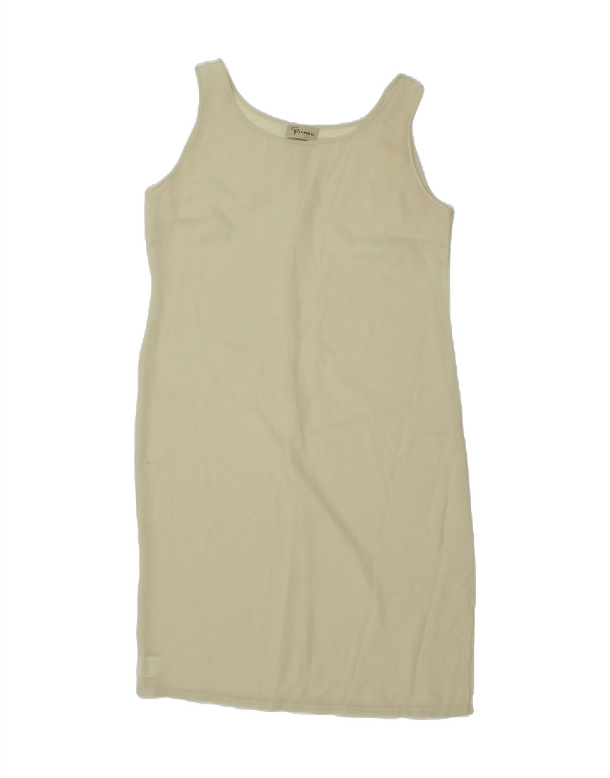 VINTAGE Womens Sleeveless Sheath Dress UK 18 XL Beige Polyester CF63