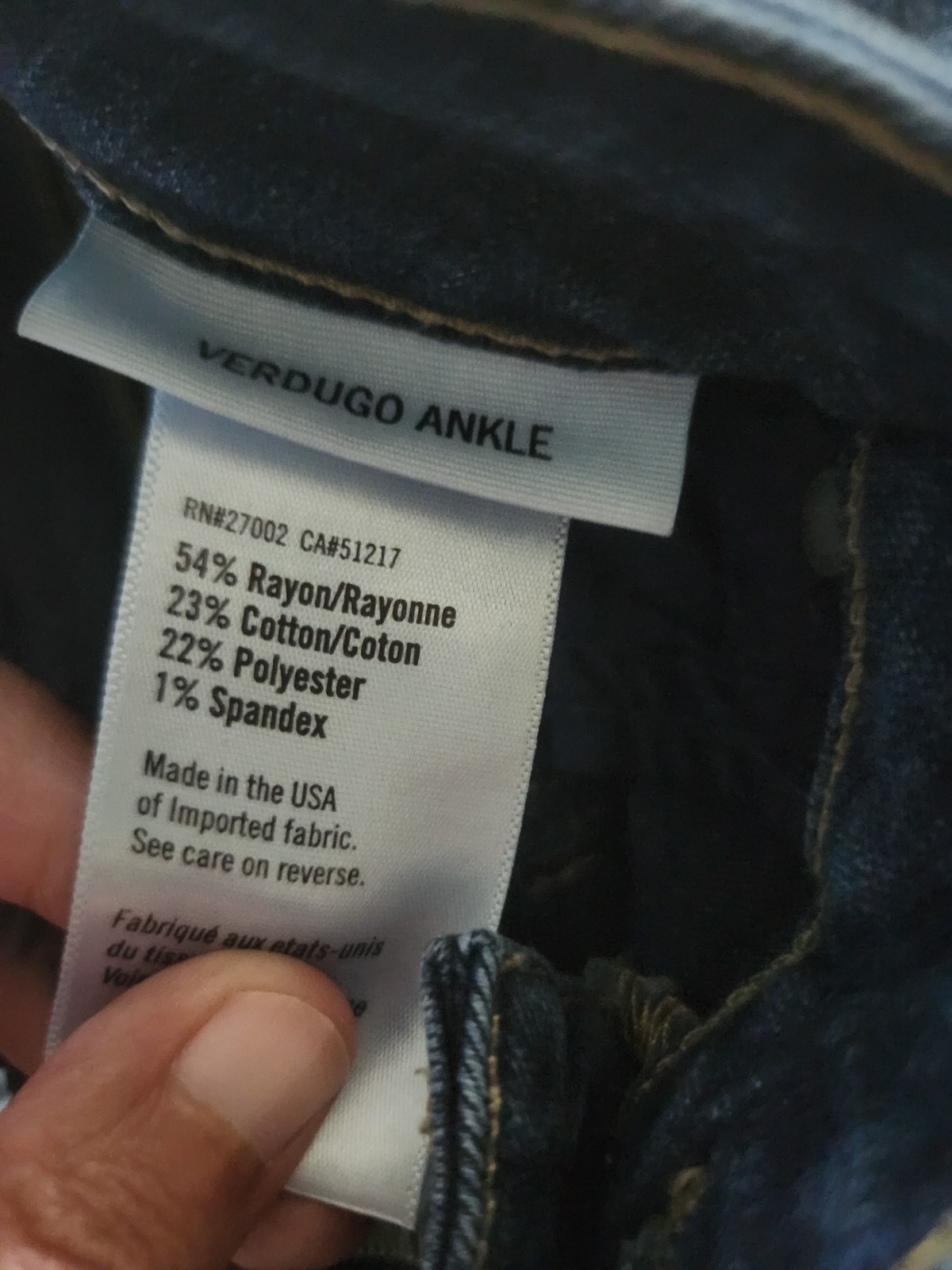 Paige Verdugo Ankle Jeans Womens 30 Blue Dark Stretch